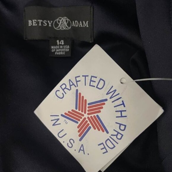 Betsy & Adam Navy Blue Ruffle High-Low Gown Size 14 NWT | Elegant Formal Dress - Picture 12 of 15